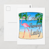 Crazy Flamingo Lady Briefkaart (Voorkant / Achterkant)