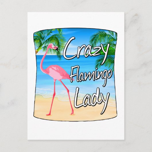 Crazy Flamingo Lady Briefkaart (Voorkant)