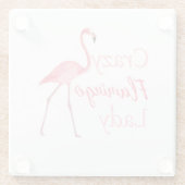 Crazy Flamingo Lady Funny Flamingo Glazen Onderzetter (Achterkant)