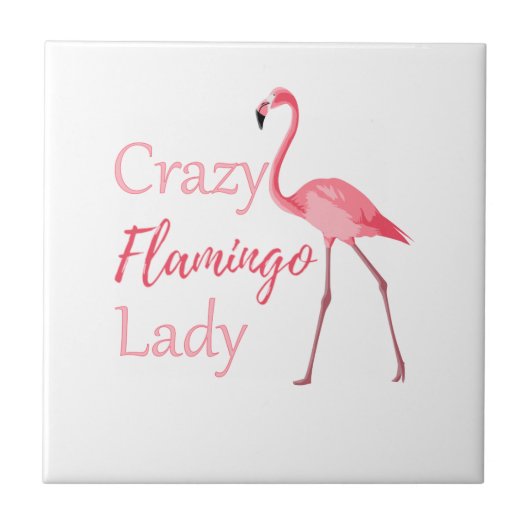 Crazy Flamingo Lady Funny Flamingo Tegeltje (Voorkant)