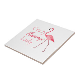 Crazy Flamingo Lady Funny Flamingo Tegeltje