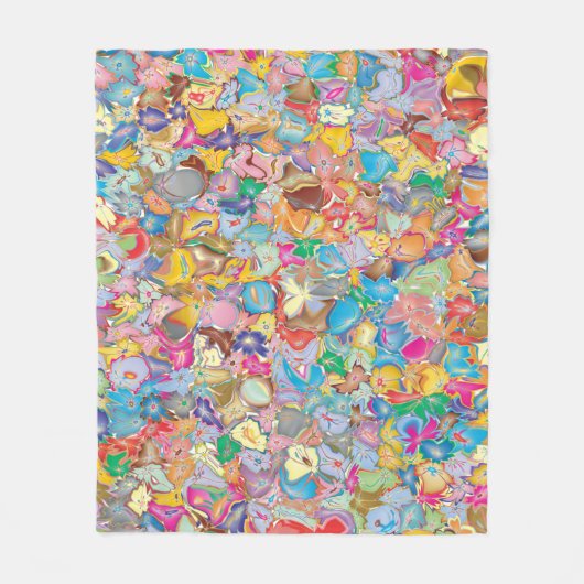 Crazy Flowers Fleece Deken (Voorkant)