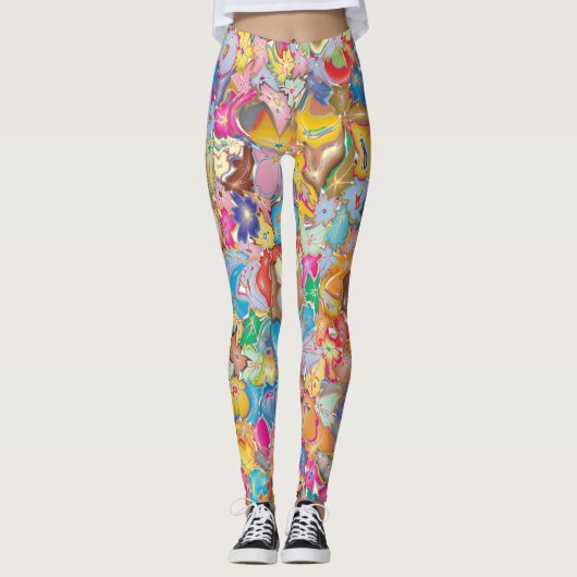 Crazy Flowers Leggings (Voorkant)