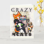 Crazy for Cats Vriendschap Wenskaart Kaart (Gele Bloem)