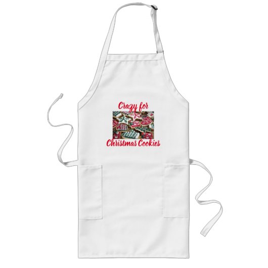 Crazy For Christmas Cookies Apron Lang Schort (Voorkant)