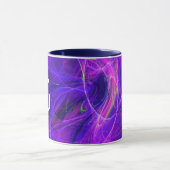 CRAZY FOTON Abstract Paars Blauw Fractal Monogram Mok (Midden)