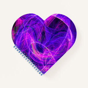 CRAZY FOTON Abstracte Blauwe Paarse Fractals, Swir Notitieboek