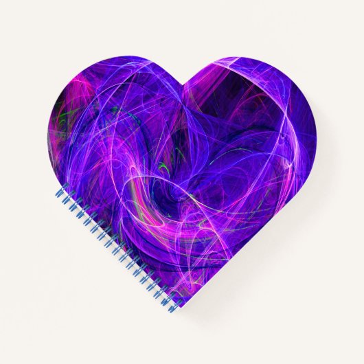 CRAZY FOTON Abstracte Blauwe Paarse Fractals, Swir Notitieboek (Voorkant)