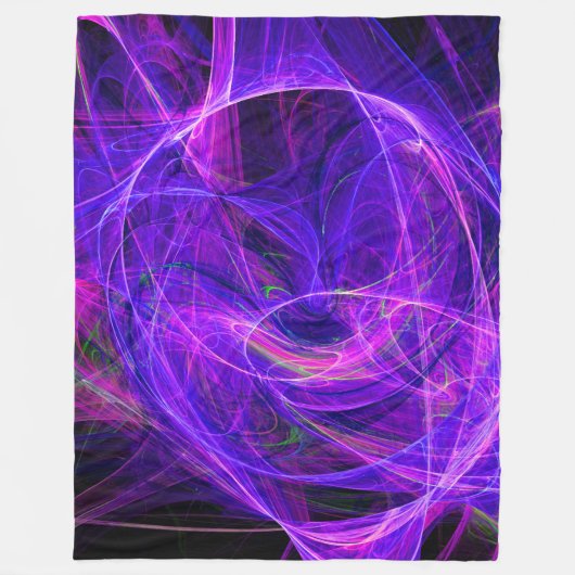 CRAZY FOTON Abstracte Paarse Blauwe Fractals, Swir Fleece Deken (Voorkant)
