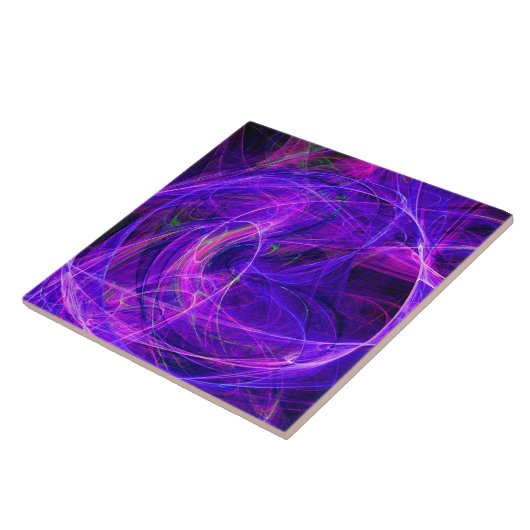 CRAZY FOTON Abstracte Paarse Blauwe Fractals, Swir Tegeltje (Zijkant)