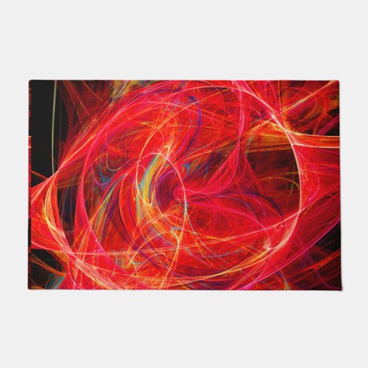 CRAZY FOTON Abstracte rode gele fractals, zwenken Deurmat (Voorkant)