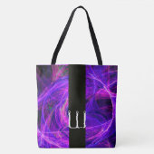 CRAZY FOTON BLACK STRIPE MONOGRAM Blue Fractals Tote Bag (Voorkant)