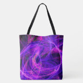 CRAZY FOTON BLACK STRIPE MONOGRAM Blue Fractals Tote Bag (Achterkant)