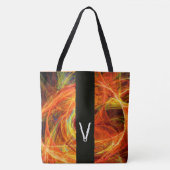 CRAZY FOTON BLACK STRIPE MONOGRAM Yellow Fractals Tote Bag (Voorkant)