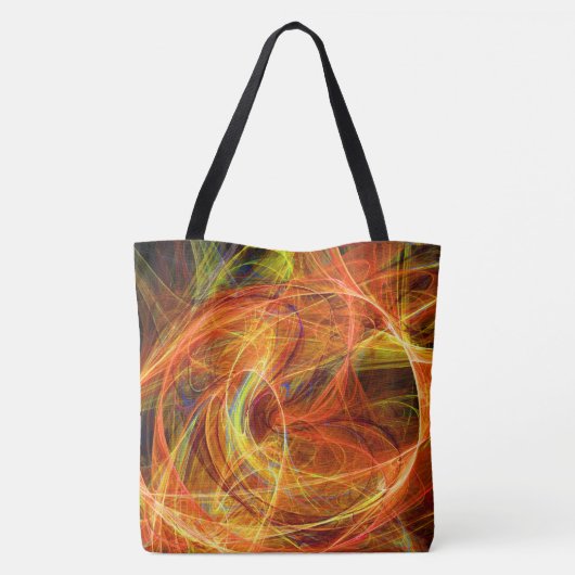 CRAZY FOTON BLACK STRIPE MONOGRAM Yellow Fractals Tote Bag (Achterkant)