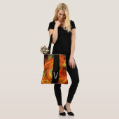 CRAZY FOTON BLACK STRIPE MONOGRAM Yellow Fractals Tote Bag (Op model)