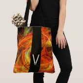 CRAZY FOTON BLACK STRIPE MONOGRAM Yellow Fractals Tote Bag (Dichtbij)