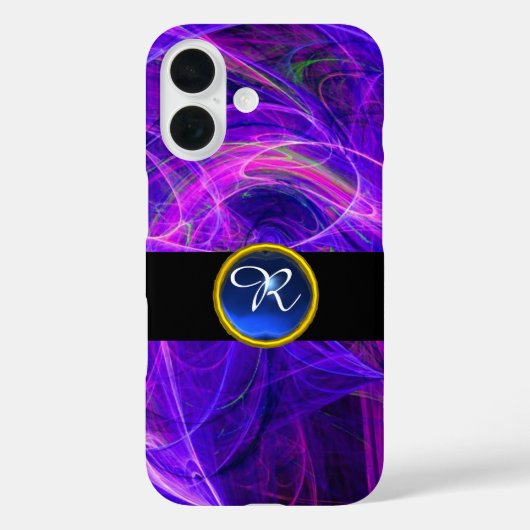 CRAZY FOTON BLUE SAPPHIRE GEM STONE MONOGRAM Case-Mate iPhone CASE (Achterkant)