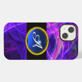 CRAZY FOTON BLUE SAPPHIRE GEM STONE MONOGRAM iPhone HOESJE (Achterkant horizontaal)
