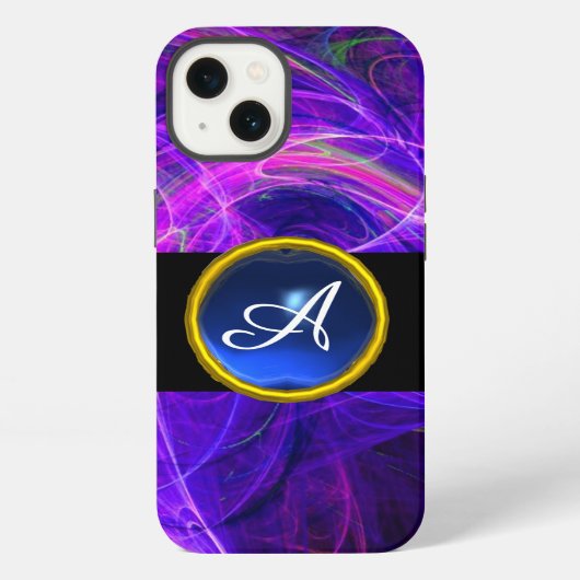 CRAZY FOTON BLUE SAPPHIRE GEM STONE MONOGRAM iPhone HOESJE (Achterkant)