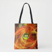 CRAZY FOTON GEM MONOGRAM Geel Oranje Fractals Tote Bag (Voorkant)