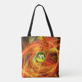 CRAZY FOTON GEM MONOGRAM Geel Oranje Fractals Tote Bag (Achterkant)