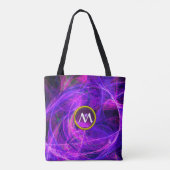 CRAZY FOTON GEM MONOGRAM Paarse Blue Fractals Tote Bag (Achterkant)
