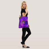 CRAZY FOTON GEM MONOGRAM Paarse Blue Fractals Tote Bag (Op model)