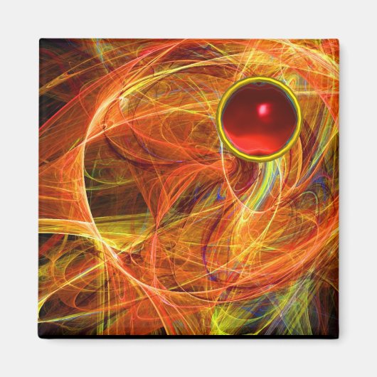 CRAZY FOTON MET RODE RUBY GEMSTONE MAGNEET (Voorkant)