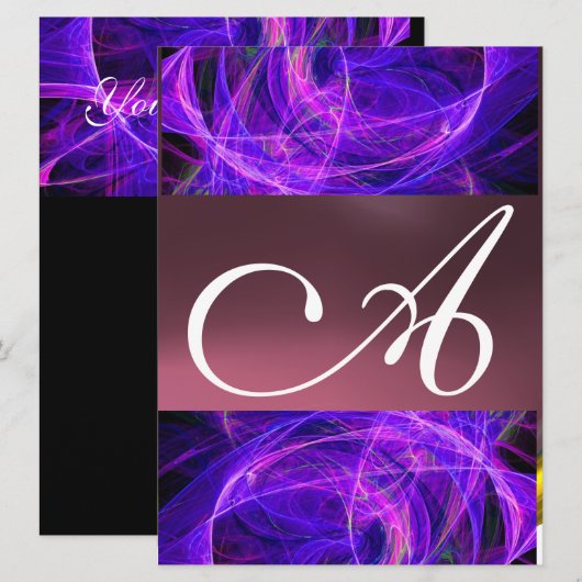 CRAZY FOTON MONOGRAM paars zwart Kaart (Voorkant / Achterkant)