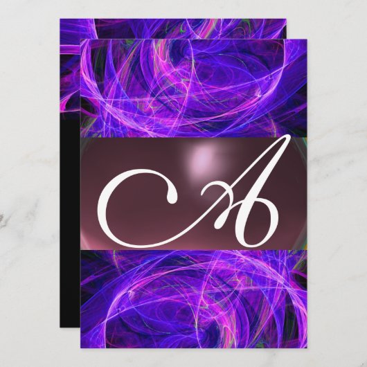 CRAZY FOTON MONOGRAM paars zwart Kaart (Voorkant / Achterkant)