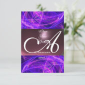 CRAZY FOTON MONOGRAM paarse zwarte rsvp Kaart (Staand voorkant)