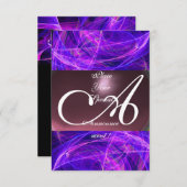 CRAZY FOTON MONOGRAM paarse zwarte rsvp Kaart (Voorkant / Achterkant)