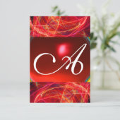 CRAZY FOTON MONOGRAM rode, roze Rsvp Kaart (Staand voorkant)
