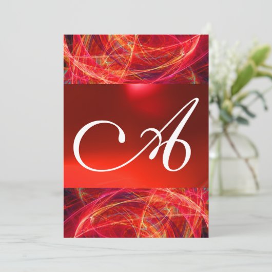 CRAZY FOTON MONOGRAM rood zwart roze Kaart (Staand voorkant)