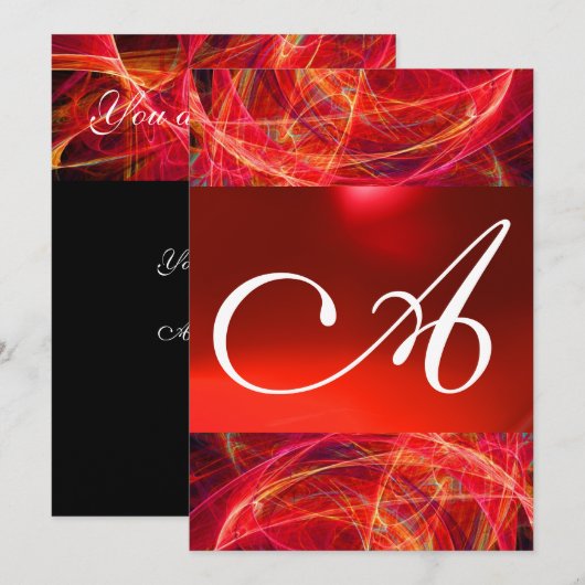 CRAZY FOTON MONOGRAM rood zwart roze Kaart (Voorkant / Achterkant)