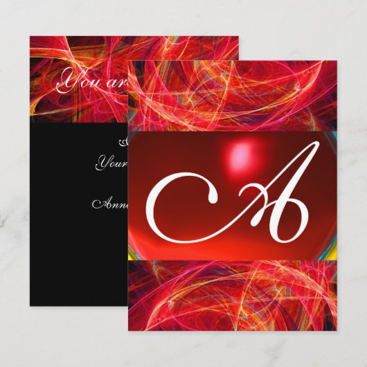 CRAZY FOTON MONOGRAM rood zwart roze Kaart (Voorkant / Achterkant)