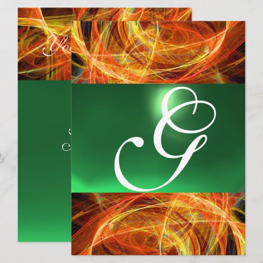 CRAZY FOTON MONOGRAM yellow emerald green Kaart (Voorkant / Achterkant)