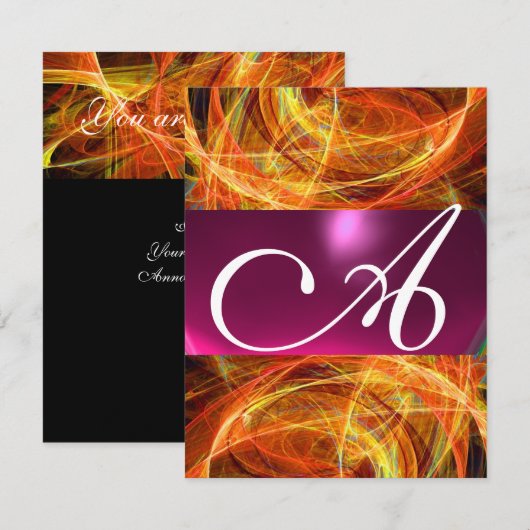 CRAZY FOTON MONOGRAM zwart roze Kaart (Voorkant / Achterkant)