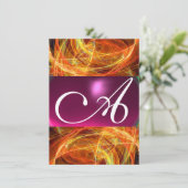 CRAZY FOTON MONOGRAM zwarte roze rsvp Kaart (Staand voorkant)