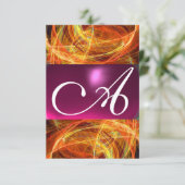 CRAZY FOTON MONOGRAM zwarte roze rsvp Kaart (Staand voorkant)