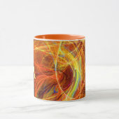 CRAZY FOTON Oranje Yellow Fractal Swirls Monogram Mok (Midden)