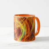 CRAZY FOTON Oranje Yellow Fractal Swirls Monogram Mok (Voorkant rechts)