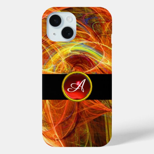 CRAZY FOTON RED GEMSTONE MONOGRAM Abstract Geel Case-Mate iPhone Case (Achterkant)