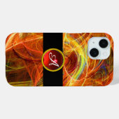 CRAZY FOTON RED GEMSTONE MONOGRAM Abstract Geel Case-Mate iPhone Case (Achterkant (horizontaal))
