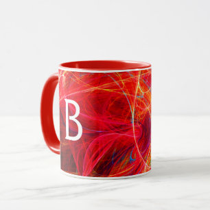 CRAZY FOTON Red Yellow Fractal Swirls Monogram Mok