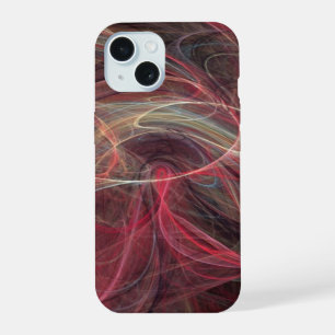 CRAZY FOTON Roze grijze fractale golven iPhone 15 Hoesje