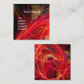 CRAZY FOTON Vibrant Red Brown Yellow Swirks Vierkante Visitekaartje (Voorkant / Achterkant)