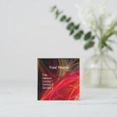 CRAZY FOTON Vibrant Red Brown Yellow Swirks Vierkante Visitekaartje (Staand voorkant)