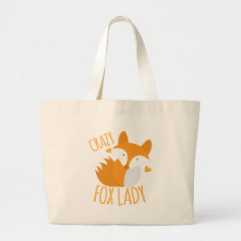 Crazy Fox Lady Grote Tote Bag